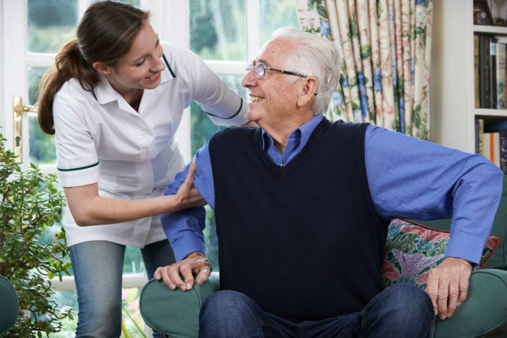 image of caregiver taking good care of her senior patient at Waterside Landing