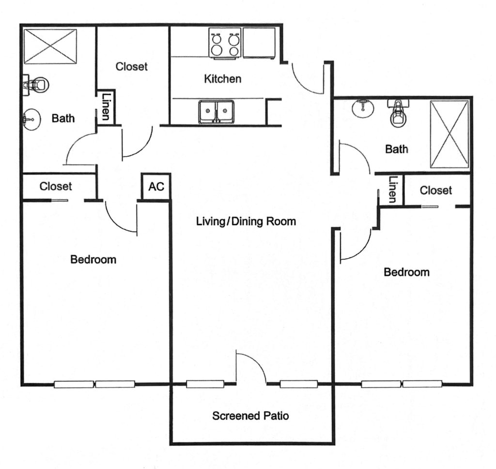 image of Waterside Floor Plan Two Bedrooms